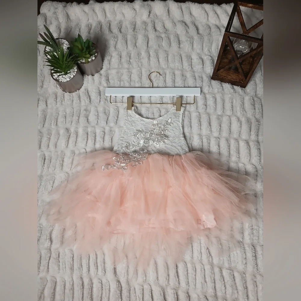 White and Peach Tulle Dress